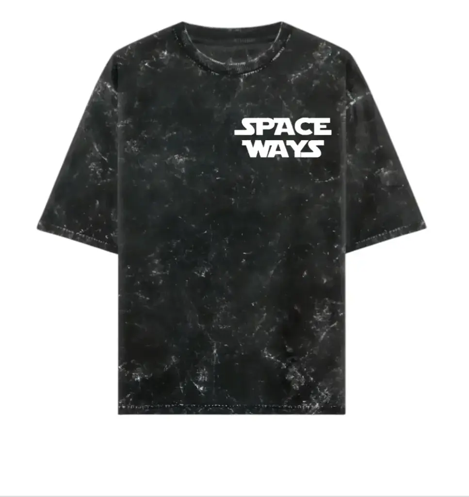 Space Ways Acid Wash Black240gsm Oversized t-shirt  (S)