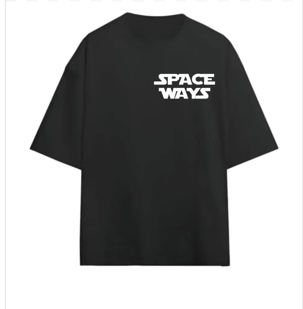 Space Ways Black 240gsm Oversized t-shirt  (S)