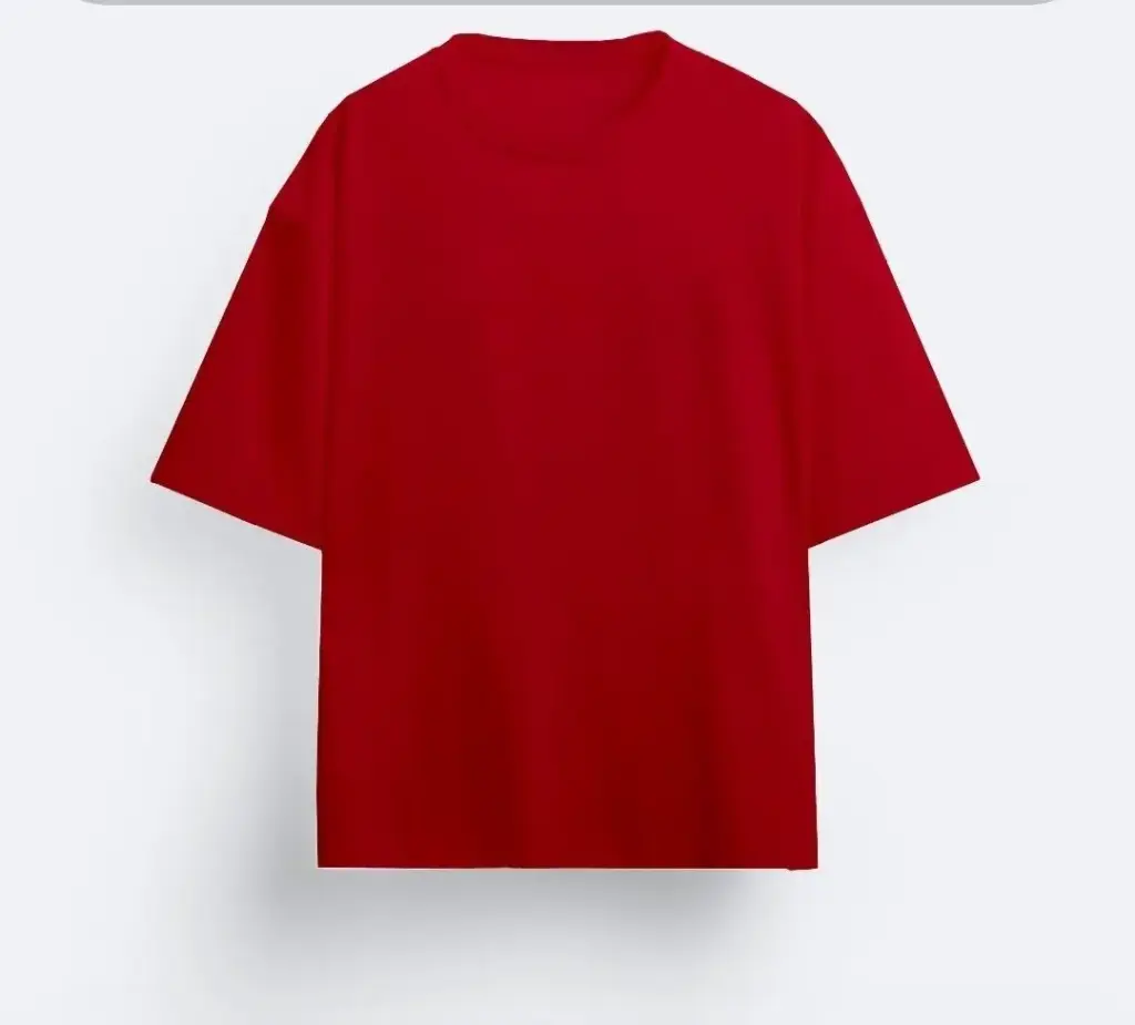 Red  240 gsm plain oversized t-shirt  (S)
