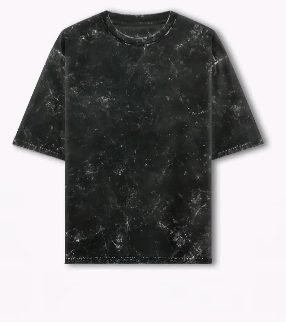  Acid washBlack 240 gsm plain oversized t-shirt  (S)