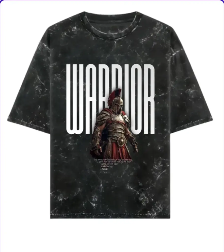 Warrior Acid wash Black 240gsm Oversized t-shirt 