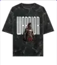 Warrior Acid wash Black 240gsm Oversized t-shirt 