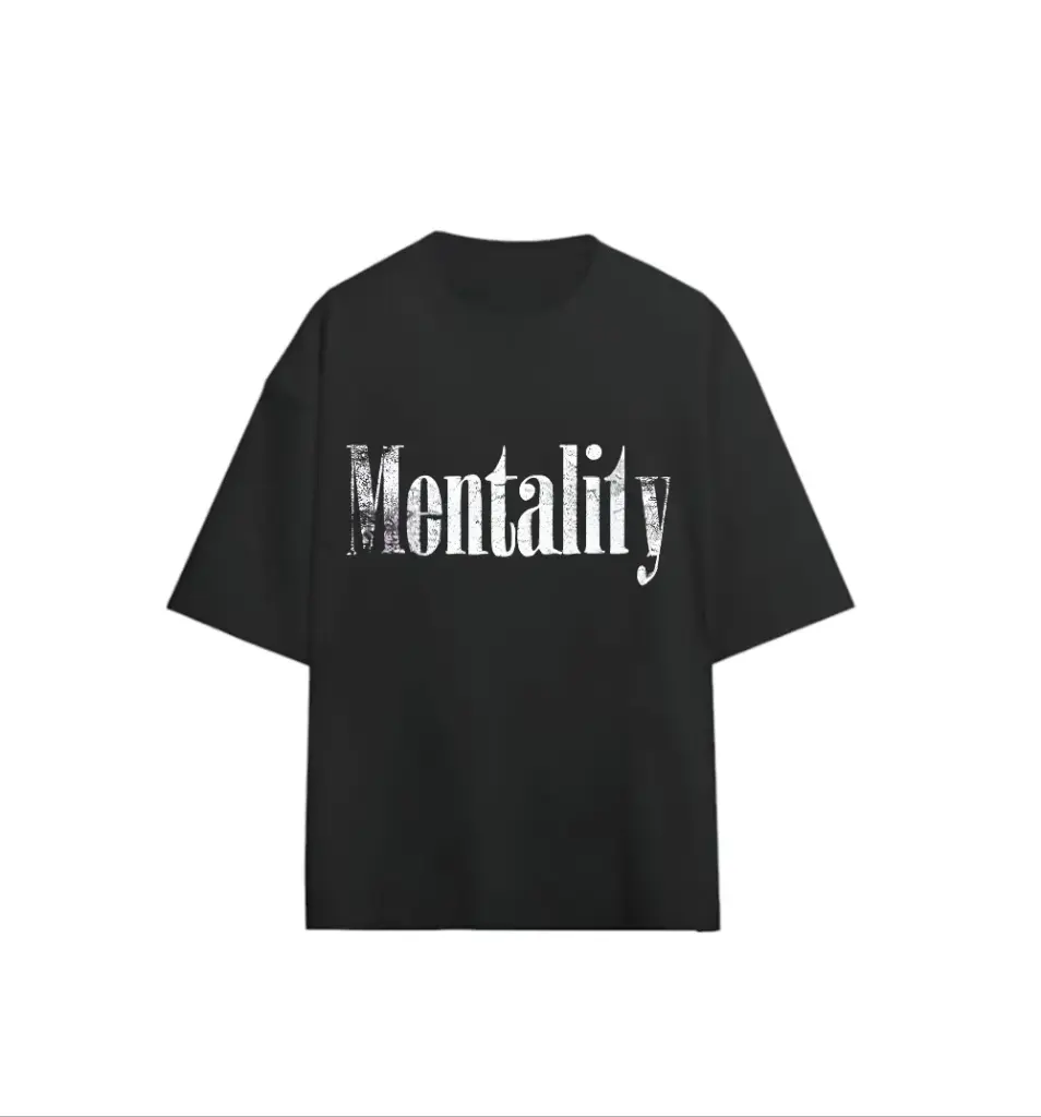 Mentality Black 240gsm Oversized t-shirt  (S)