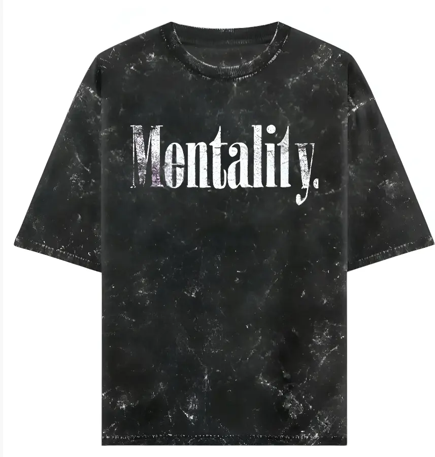 Mentality Acid wash Black 240gsm Oversized t-shirt  (S)